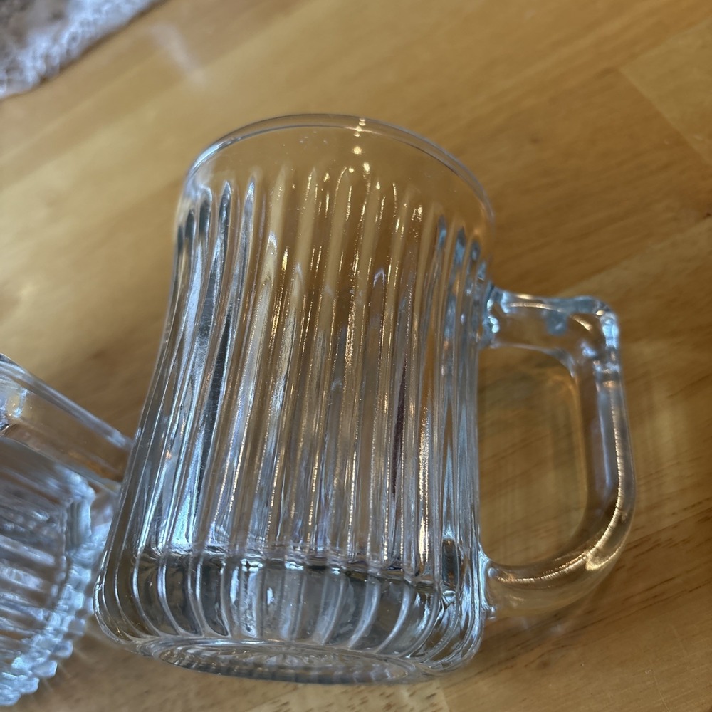 VTG. SET OF 6 ROYAL CREST BY GIBSON CUP RIBBED CLEAR GLASS MUG 4" - Picture 2 of 4